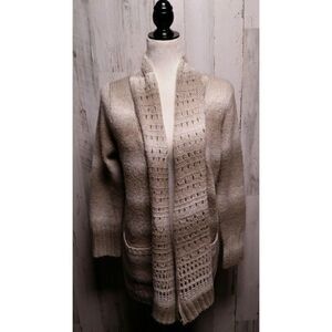 Eddie Bauer Women’s Medium Beige Open Front Cardigan